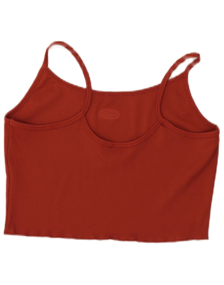 NIKE Womens Crop Cami Top UK 14 Large Maroon Polyester