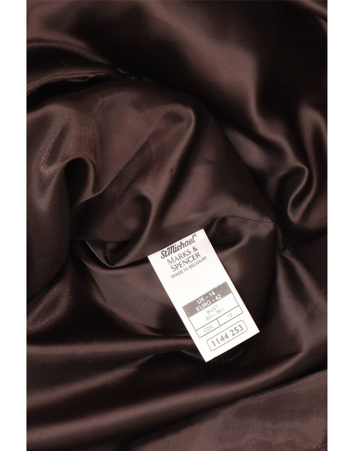 Marks & Spencer Womens Faux Fur Overcoat UK 14 Large Brown Polyacrylic