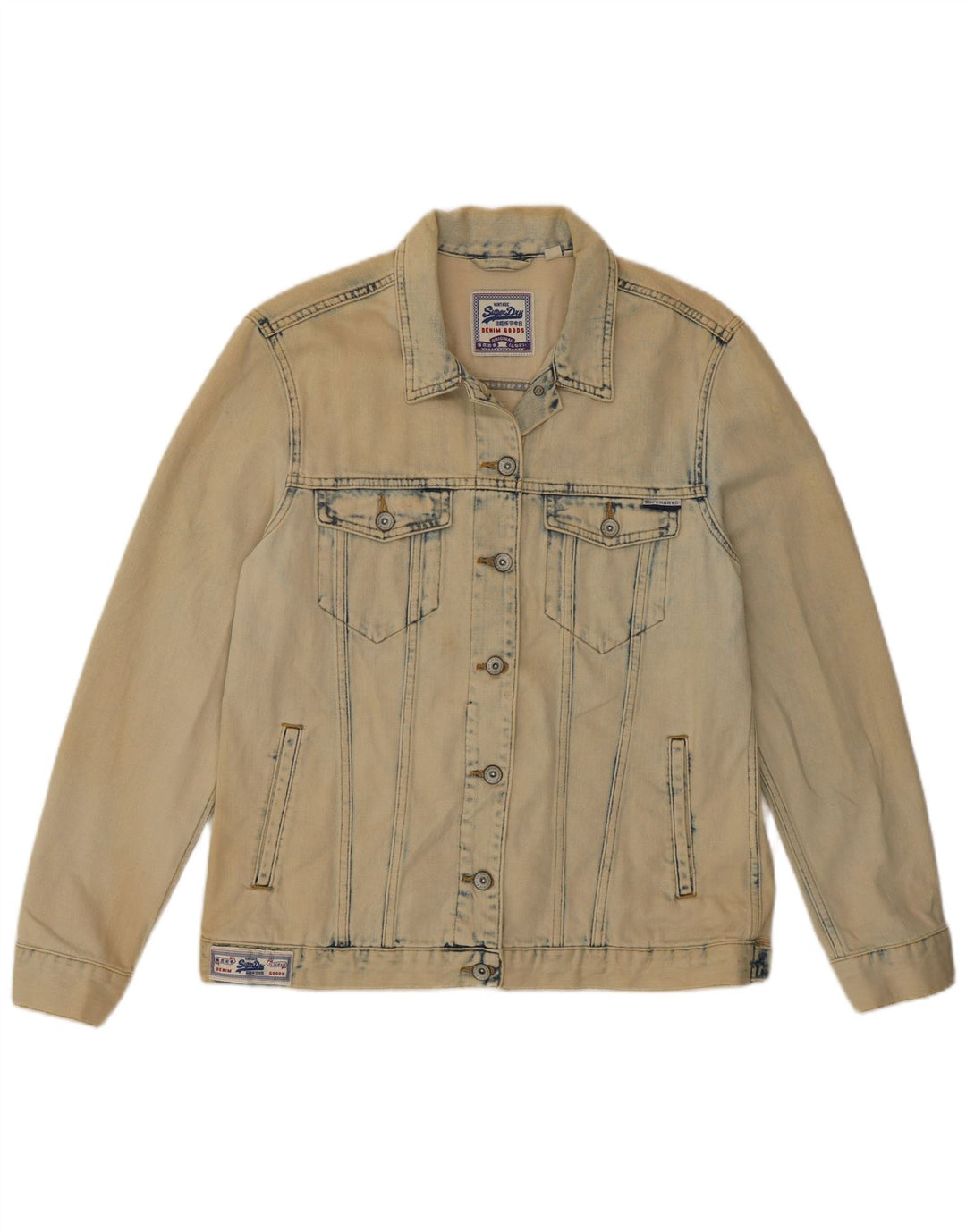 SUPERDRY Womens Denim Jacket UK 10 Small Beige Cotton