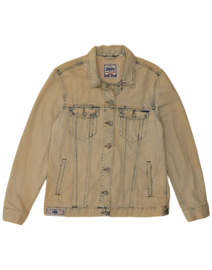 SUPERDRY Womens Denim Jacket UK 10 Small Beige Cotton