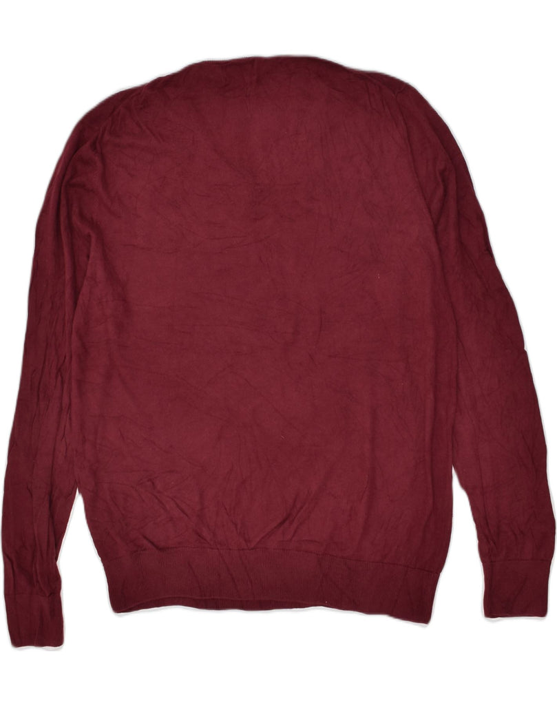 NAUTICA Mens V-Neck Jumper Sweater Large Maroon Cotton | Vintage Nautica | Thrift | Second-Hand Nautica | Used Clothing | Messina Hembry 