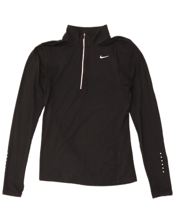 Nike Womens Dri Fit Zip Neck Pullover Tracksuit Top UK 10 Small Black