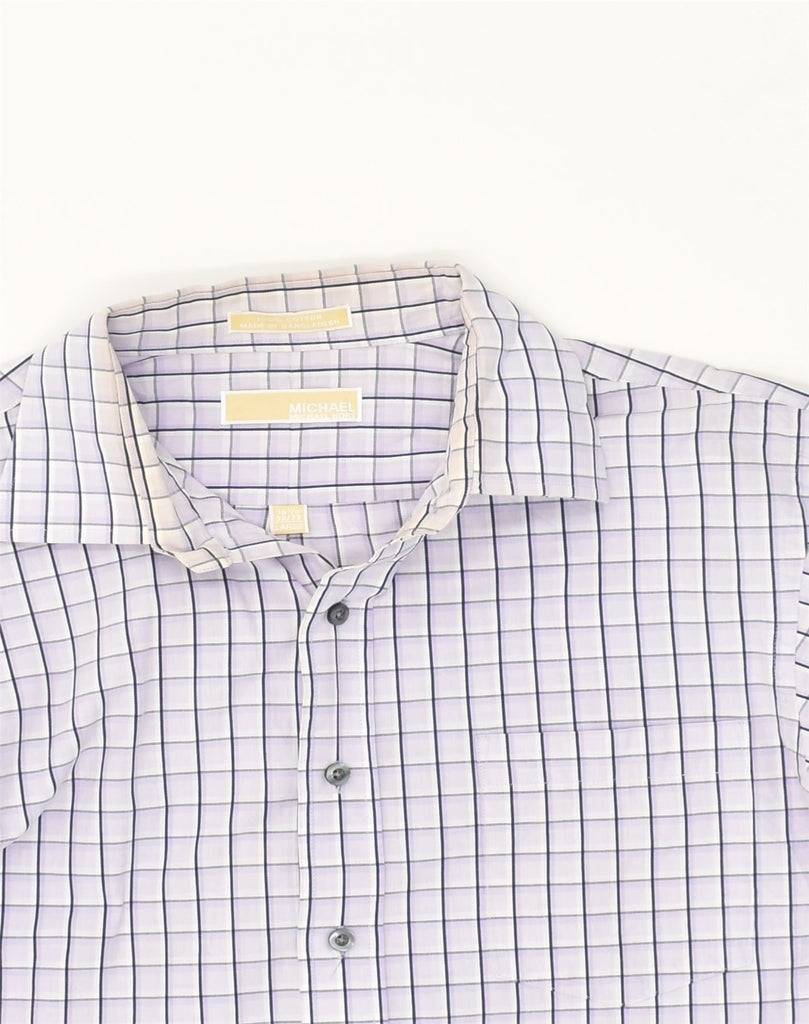 MICHAEL KORS Mens Shirt Size 16 1/2 Large Purple Check Cotton | Vintage Michael Kors | Thrift | Second-Hand Michael Kors | Used Clothing | Messina Hembry 