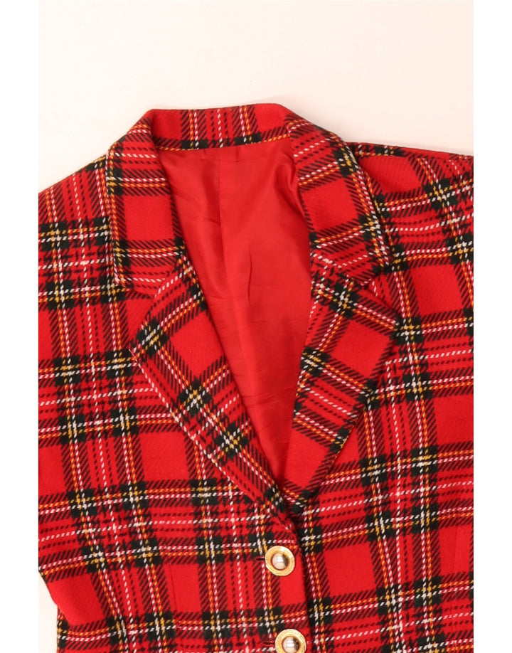 Vintage Womens 3 Button Blazer Jacket UK 14 Medium Red Check
