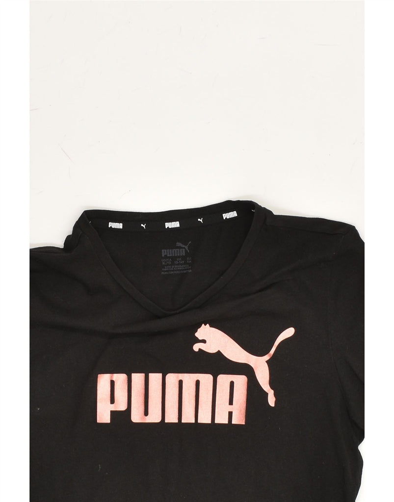 PUMA Girls Graphic T-Shirt Top 13-14 Years Black Cotton | Vintage Puma | Thrift | Second-Hand Puma | Used Clothing | Messina Hembry 