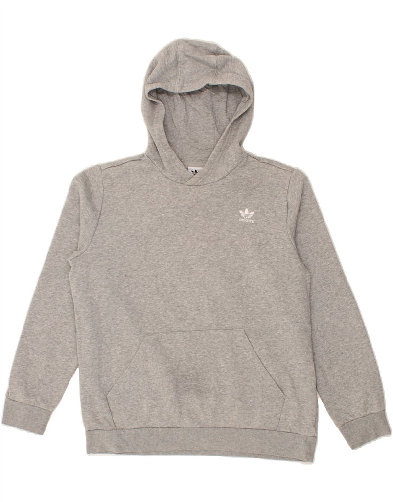 ADIDAS Boys Hoodie Jumper 15-16 Years Grey Cotton Vintage Adidas and Second-Hand Adidas from Messina Hembry 