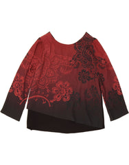 DESIGUAL Womens Long Sleeve Blouse Top UK 8 Small Red Floral