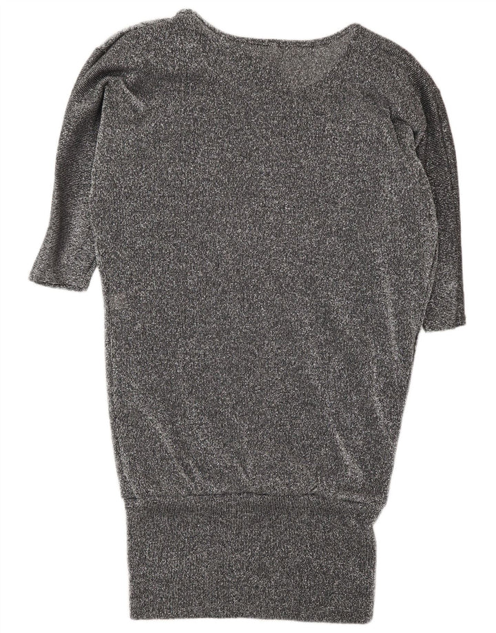 Vintage Womens Batwing Jumper Dress UK 16 Large Grey