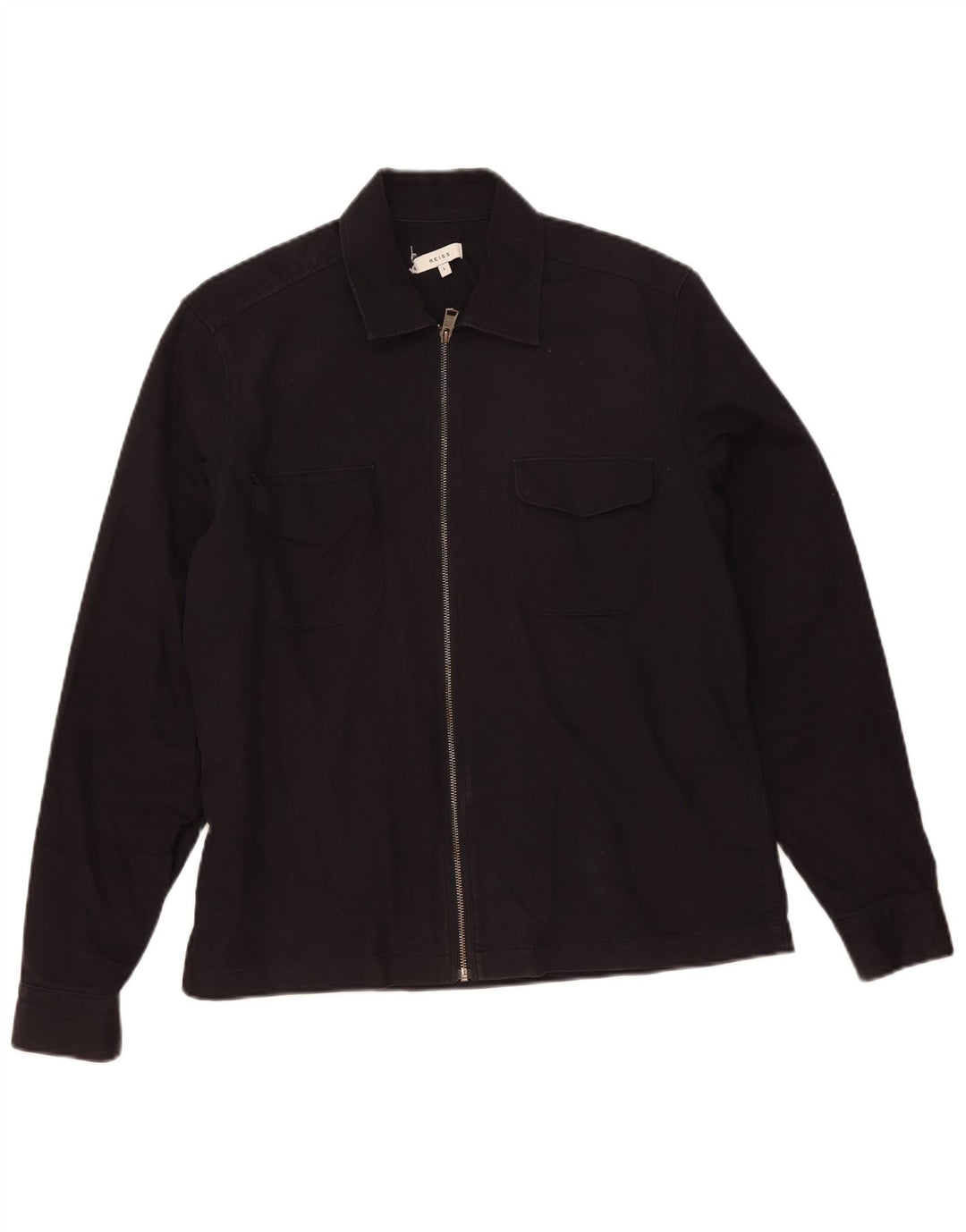 Reiss Mens Shirt Large Navy Blue Cotton