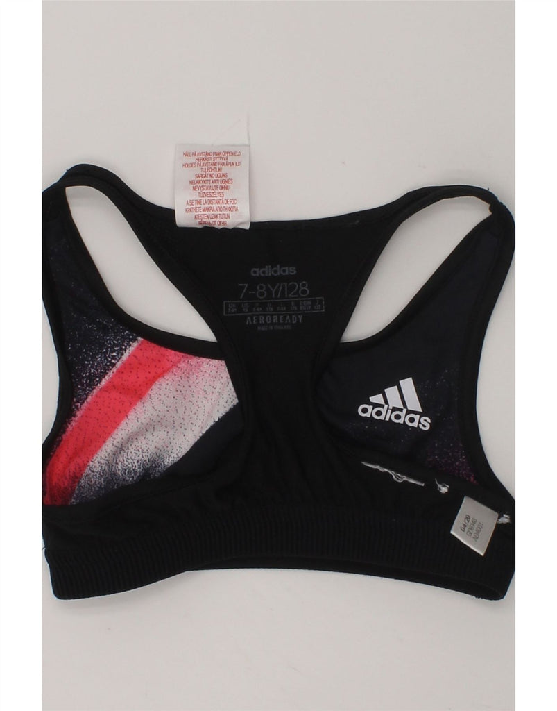 ADIDAS Girls Sport Bra Top 7-8 Years Black Colourblock | Vintage Adidas | Thrift | Second-Hand Adidas | Used Clothing | Messina Hembry 