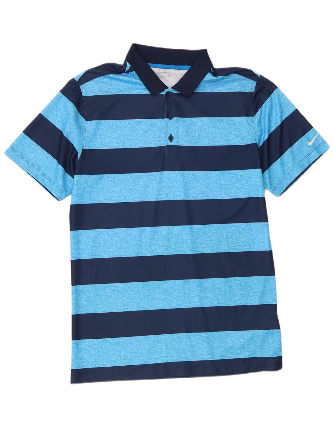Nike Mens Dri Fit Standard Polo Shirt Small Blue Striped Polyester