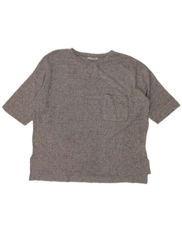 Zara Womens Trafaluc Oversized T-Shirt Top UK 10 Small Grey Flecked