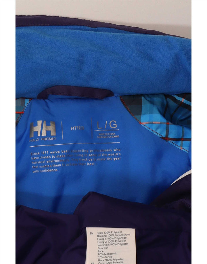 Helly Hansen Womens Hooded Ski Jacket UK 14 Large Purple Polyester