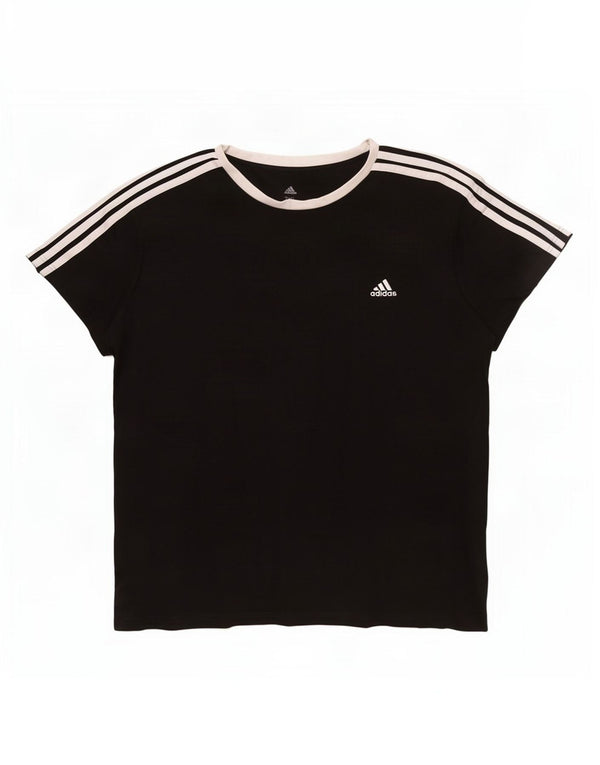 Adidas Womens T-Shirt Top UK 24/26 2XL Black Cotton