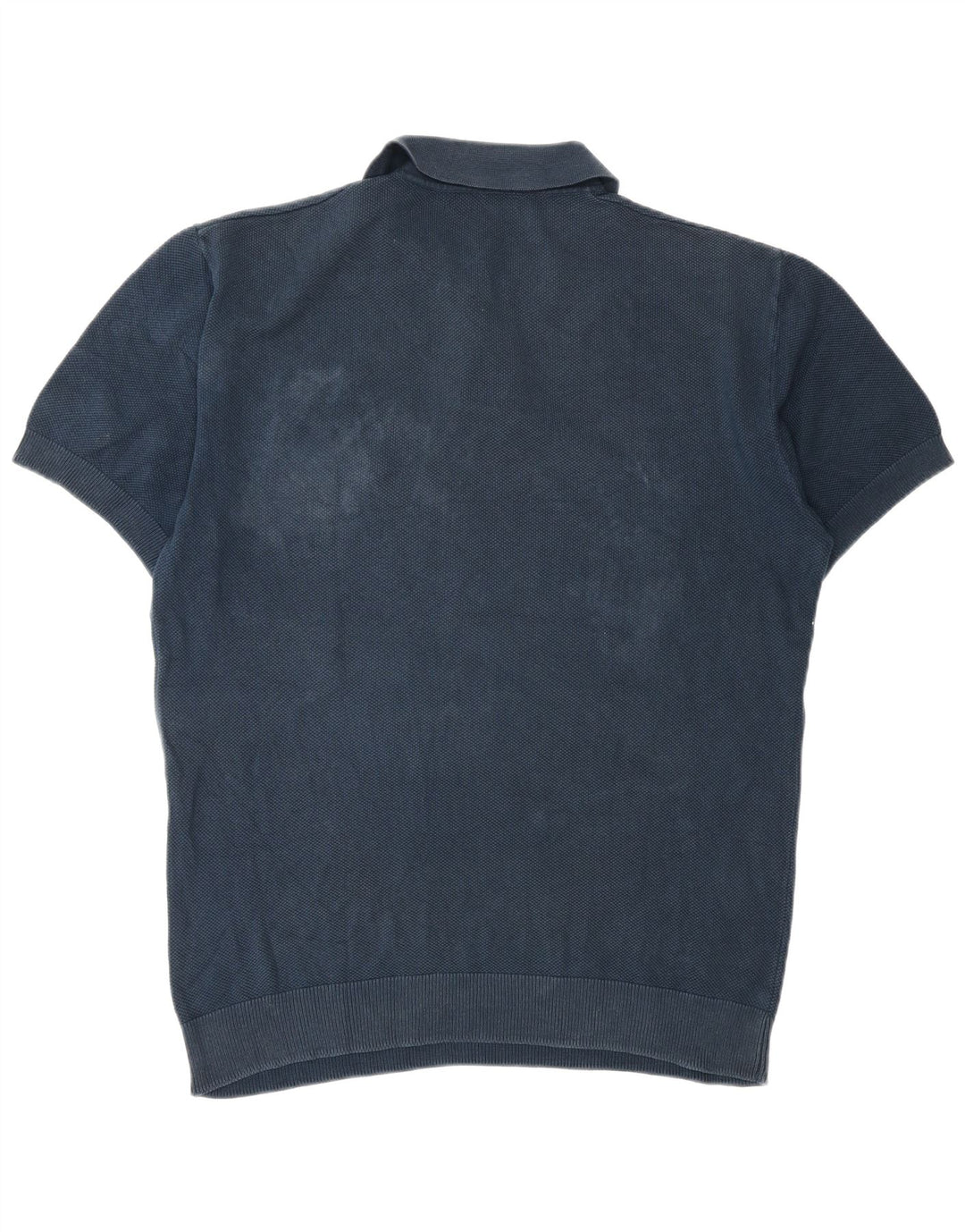 Zara Mens Short Sleeve Polo Neck Jumper Sweater Medium Navy Blue