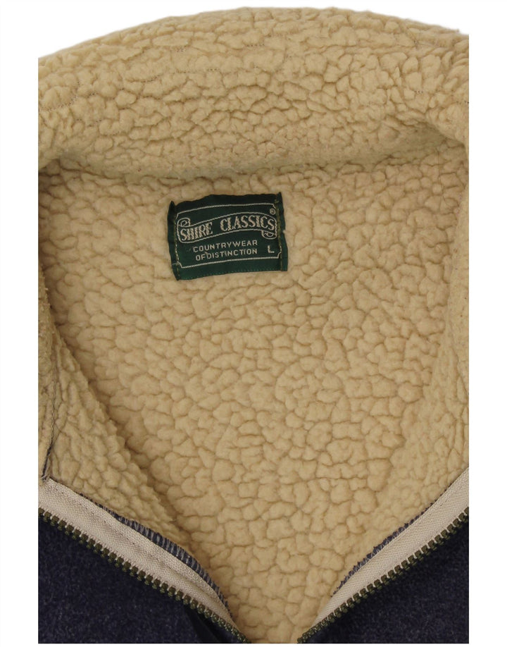 VINTAGE Mens Sherpa Jacket UK 40 Large Blue Acrylic