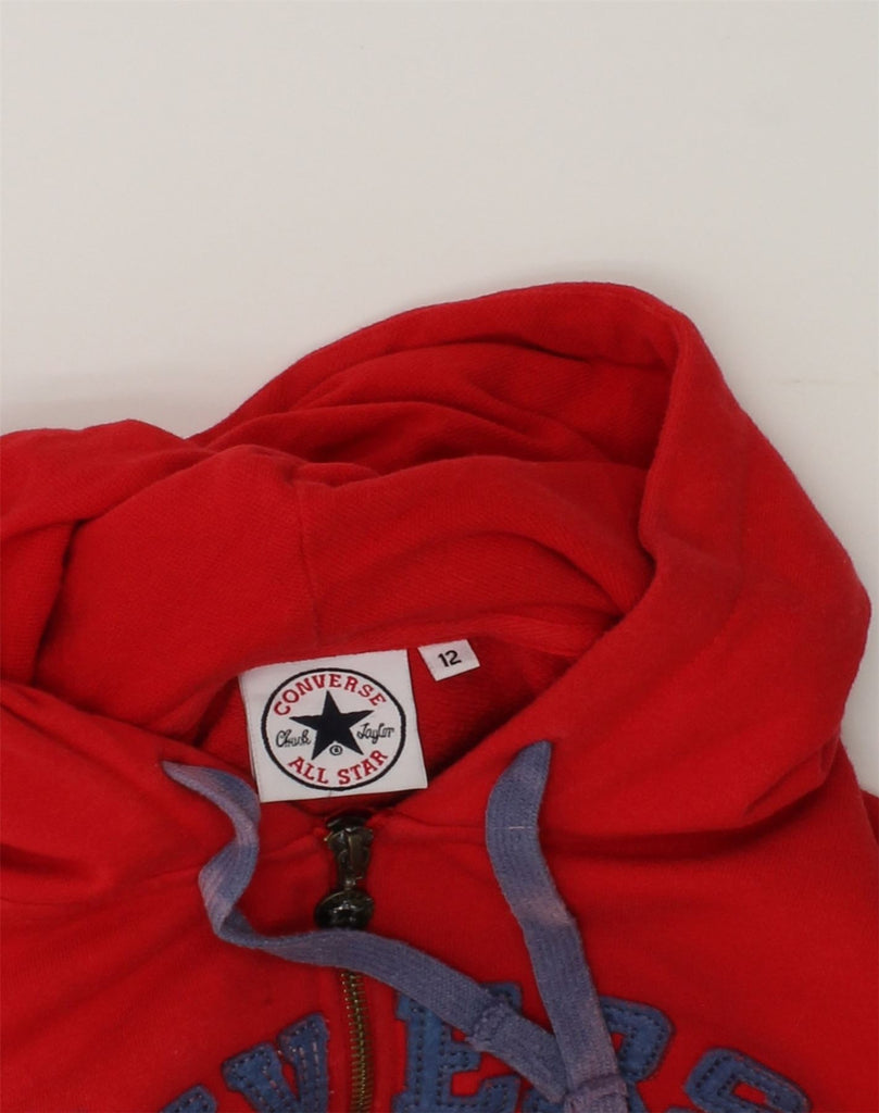 CONVERSE Boys All Star Graphic Zip Neck Hoodie Jumper 11-12 Years Red | Vintage Converse | Thrift | Second-Hand Converse | Used Clothing | Messina Hembry 