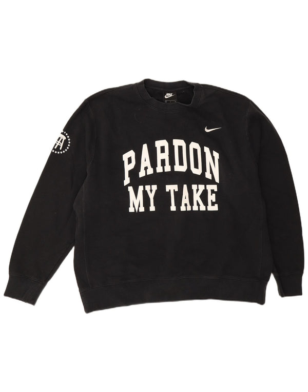 Nike Mens Pardon My Take Graphic Sweatshirt Jumper XL Black Cotton