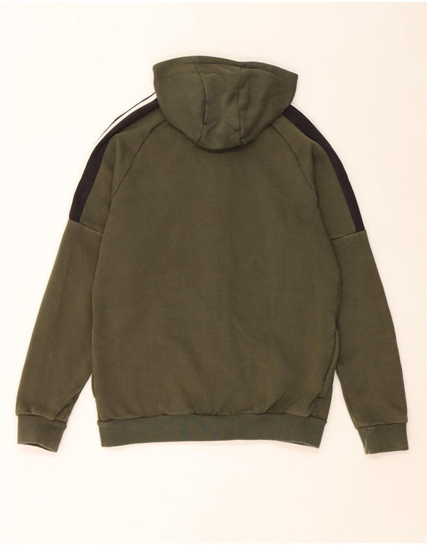 Adidas Boys Zip Hoodie Sweater 15-16 Years Green Colourblock Cotton