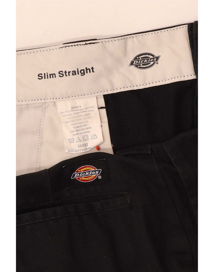 Dickies Mens Slim Straight Chino Trousers W38 L32 Black Polyester