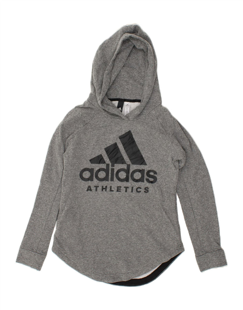 ADIDAS Womens Graphic Hoodie Jumper UK 8/10 Small Grey Cotton | Vintage Adidas | Thrift | Second-Hand Adidas | Used Clothing | Messina Hembry 