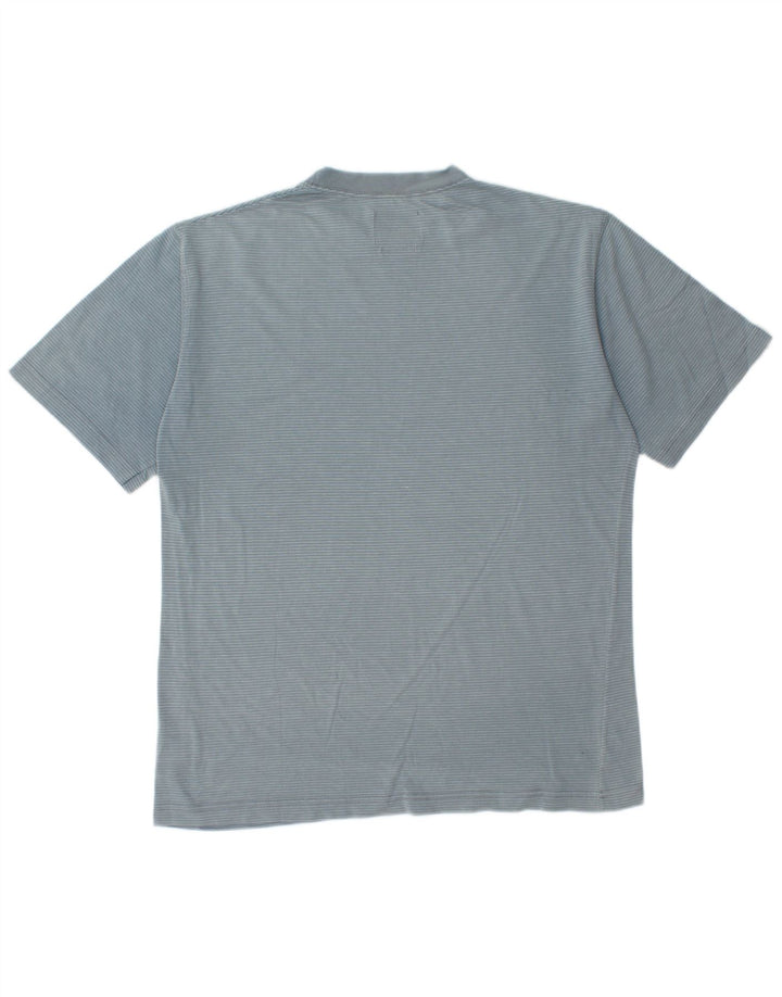 Mustang Mens T-Shirt Top Medium Blue Pinstripe Cotton