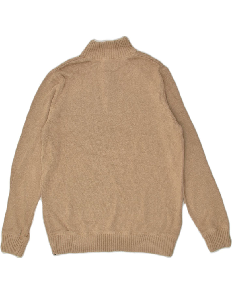 EDDIE BAUER Mens Zip Neck Jumper Sweater Medium Beige Cotton | Vintage Eddie Bauer | Thrift | Second-Hand Eddie Bauer | Used Clothing | Messina Hembry 