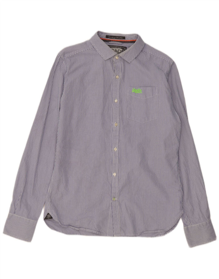 Superdry Mens Shirt Large Navy Blue Pinstripe