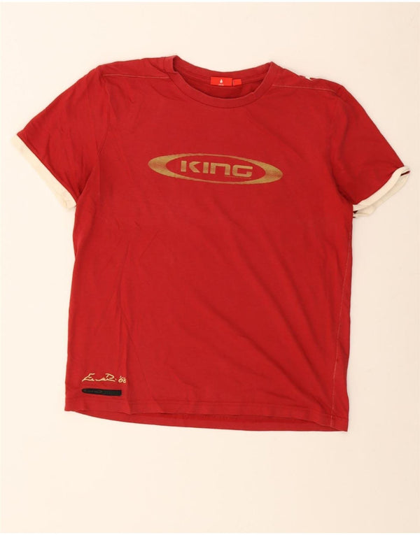 Puma Mens Graphic T-Shirt Top Medium Red Colourblock Cotton