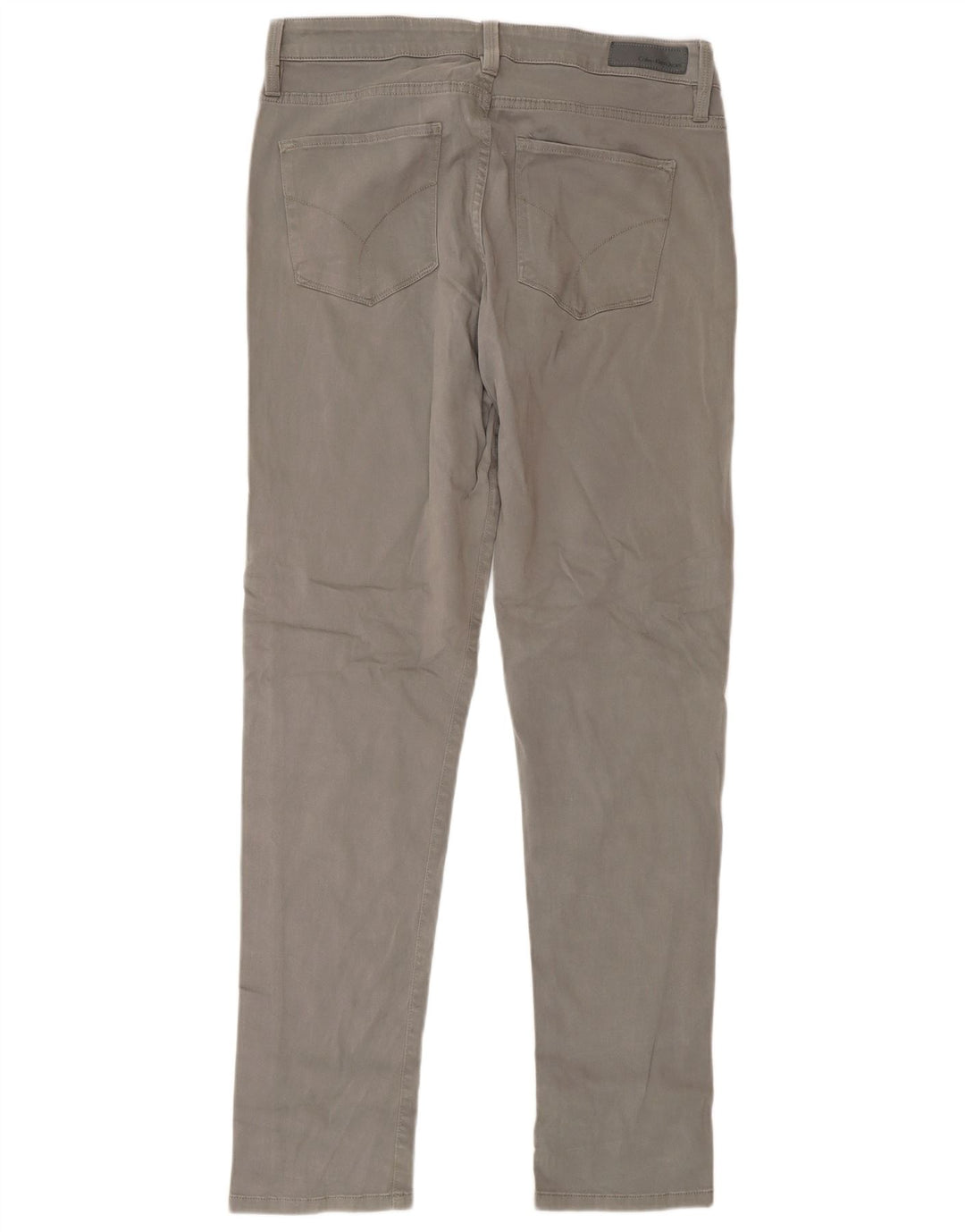 Calvin Klein Womens Slim Casual Trousers US 10 Medium W32 L32 Grey Cotton