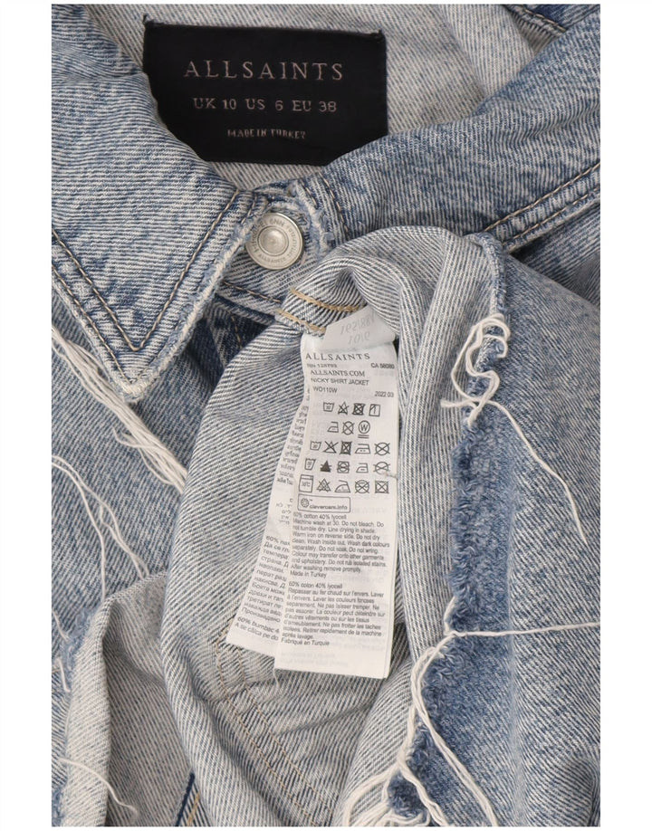 All Saints Womens Oversized Denim Jacket UK 10 Small Blue Cotton