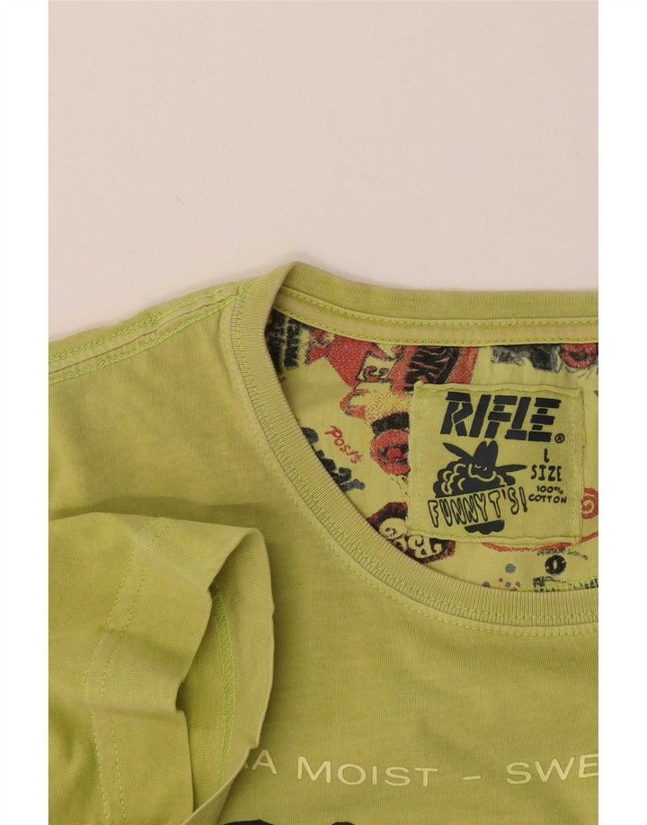 Rifle Mens Graphic T-Shirt Top Large Green Cotton