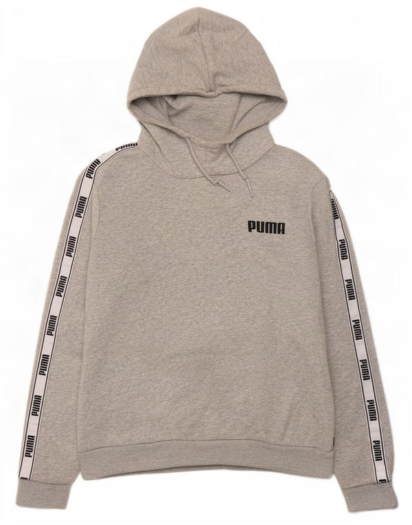 Puma Womens Graphic Hoodie Jumper UK 16 Large Grey Colourblock Cotton