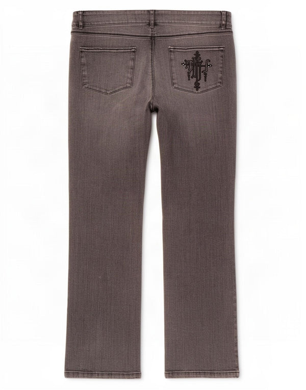 Trussardi Womens Straight Jeans W34 L32 Grey Cotton