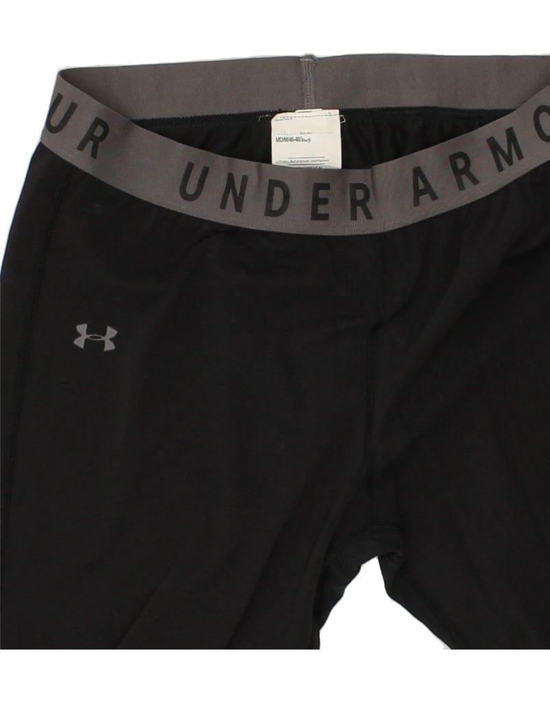 UNDER ARMOUR Womens Graphic Leggings UK 12 Medium Black Cotton | Vintage Under Armour | Thrift | Second-Hand Under Armour | Used Clothing | Messina Hembry 