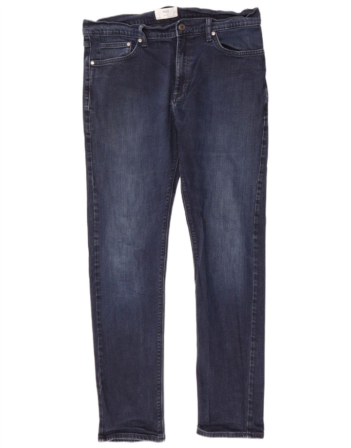 Marks & Spencer Mens Slim Jeans W36 L33 Navy Blue Cotton