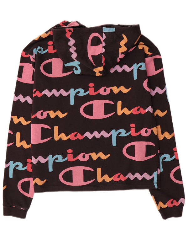 Champion Girls Graphic Hoodie Jumper 15-16 Years 2XL Black