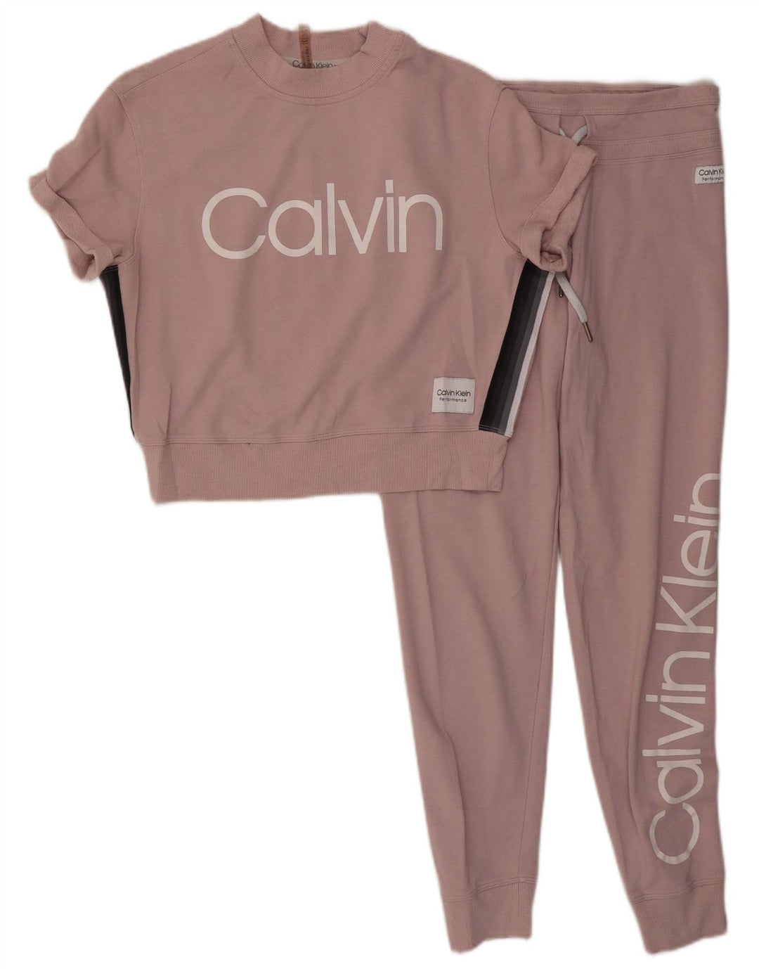 CALVIN KLEIN Womens Oversized Graphic Full Tracksuit UK 10 Small  Pink