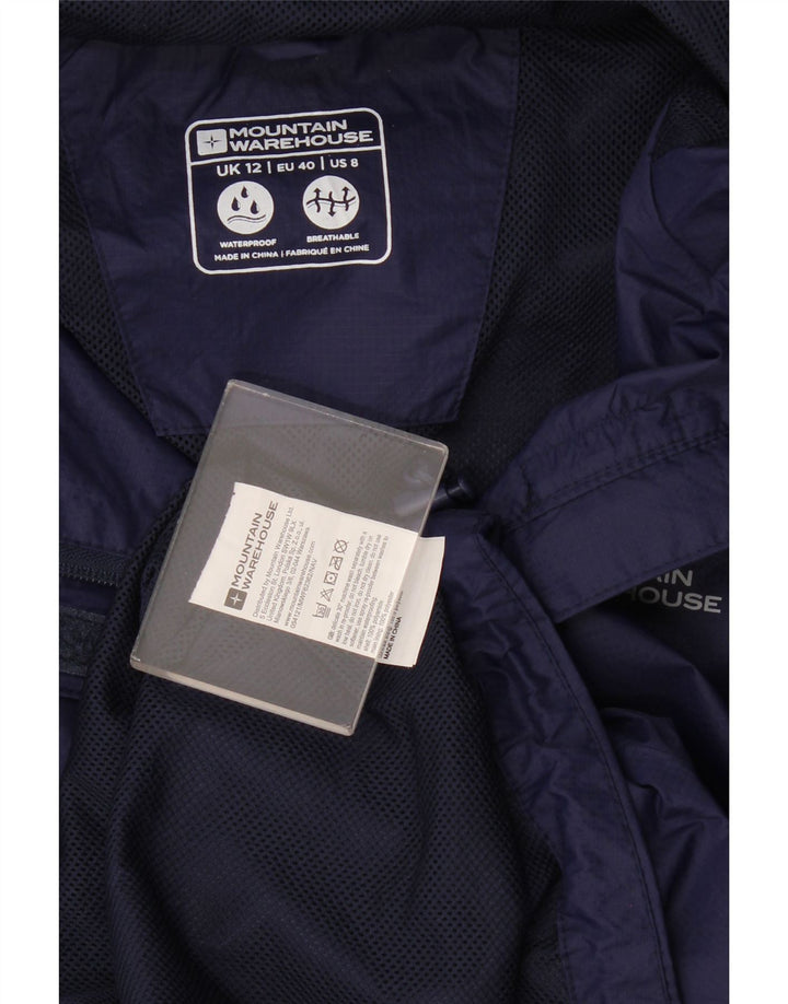 Mountain Warehouse Womens Hooded Rain Jacket UK 12 Medium Navy Blue
