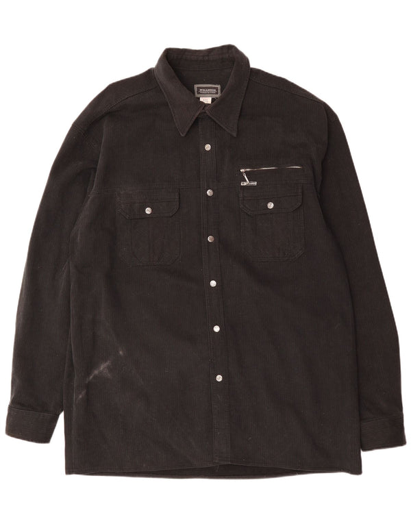 VINTAGE Mens Corduroy Shirt UK 47/48 3XL Black Cotton