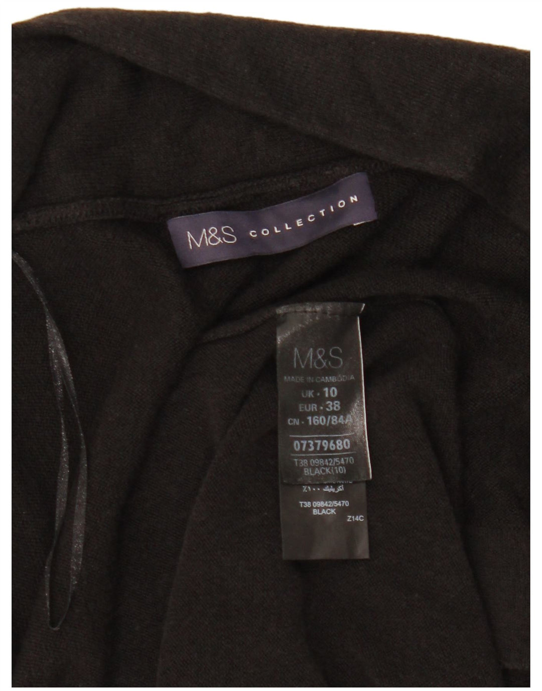 Marks & Spencer Womens Longline Cardigan Sweater UK 10 Small Black