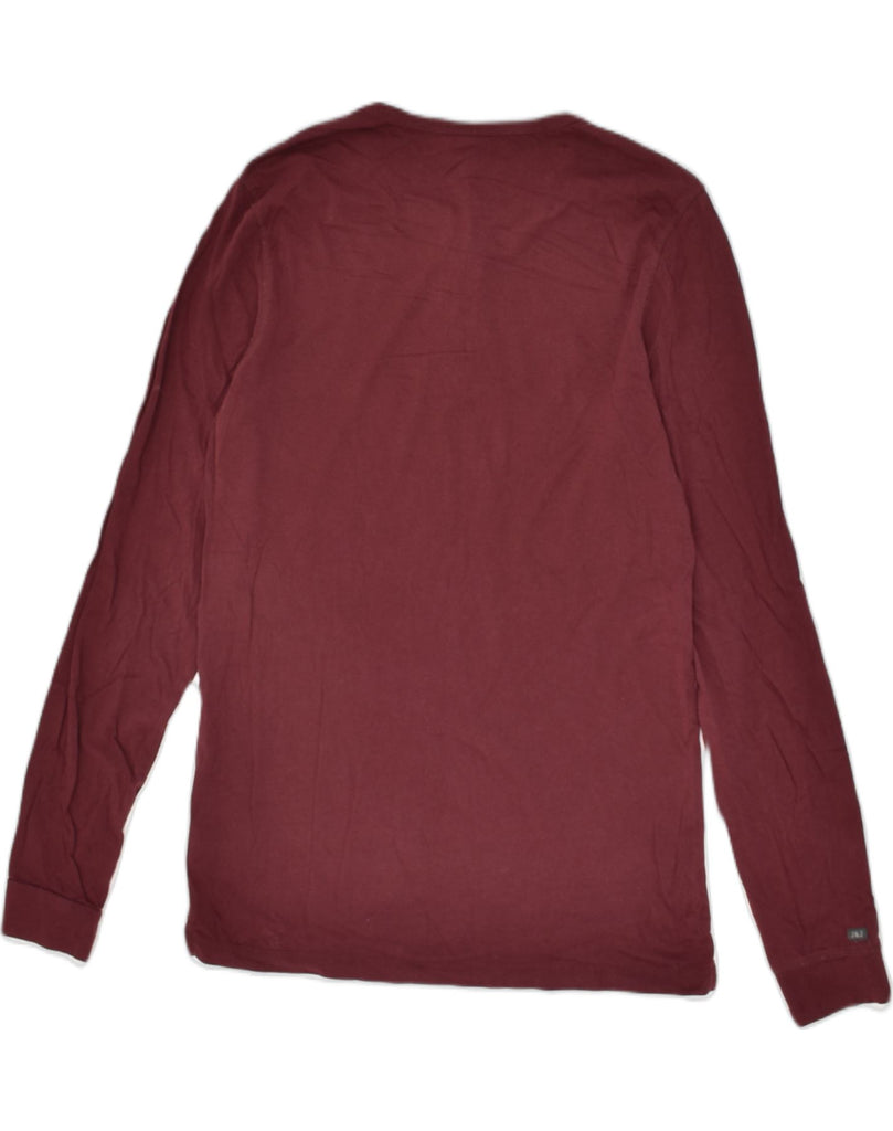 JACK & JONES Mens Top Long Sleeve Medium Maroon Cotton | Vintage Jack & Jones | Thrift | Second-Hand Jack & Jones | Used Clothing | Messina Hembry 