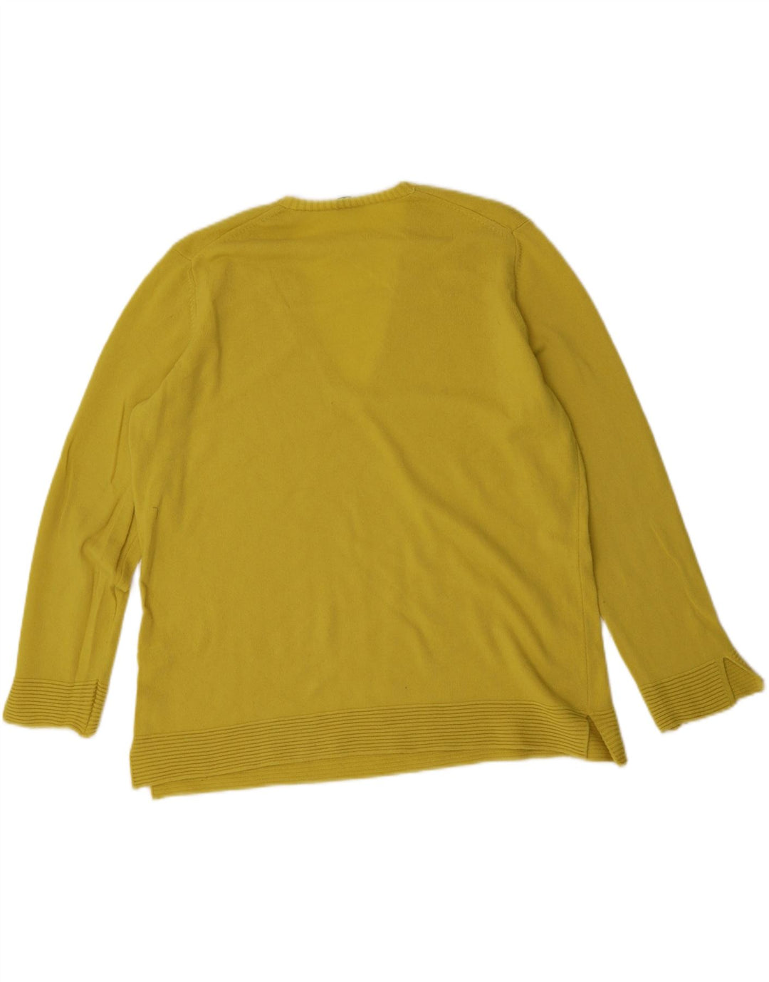 BENETTON Womens V-Neck Jumper Sweater UK 16 Large Yellow Wool Vintage Benetton and Second-Hand Benetton from Messina Hembry 