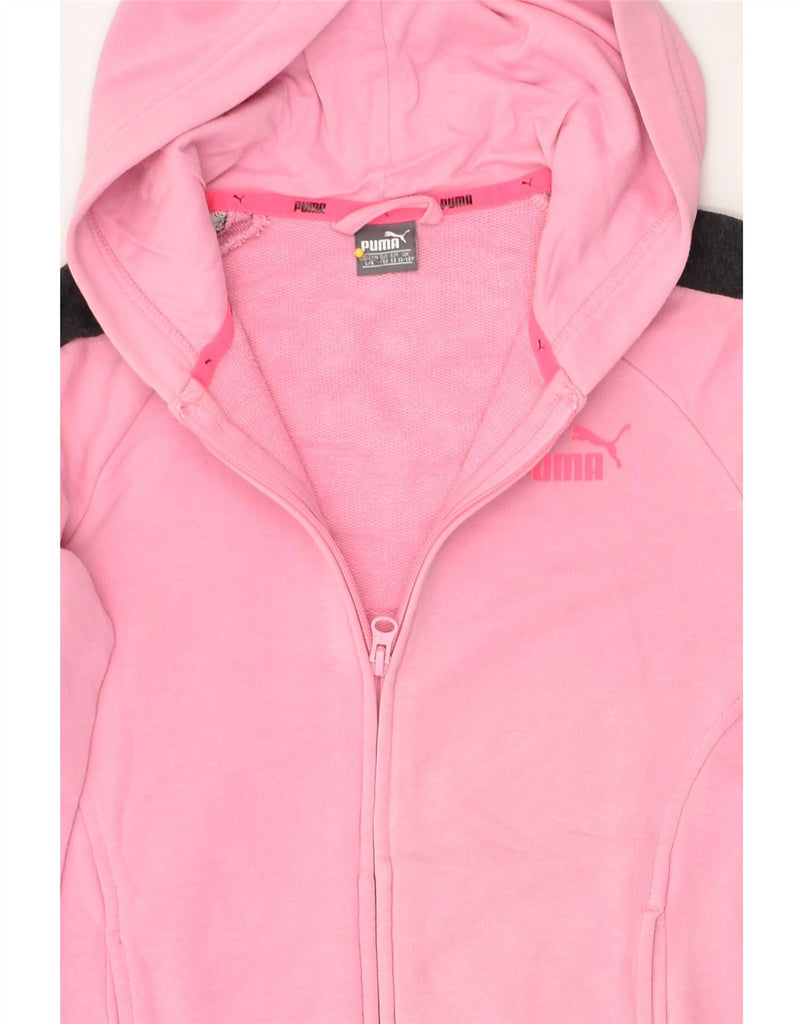 PUMA Girls Graphic Zip Hoodie Sweater 11-12 Years Pink Cotton | Vintage Puma | Thrift | Second-Hand Puma | Used Clothing | Messina Hembry 