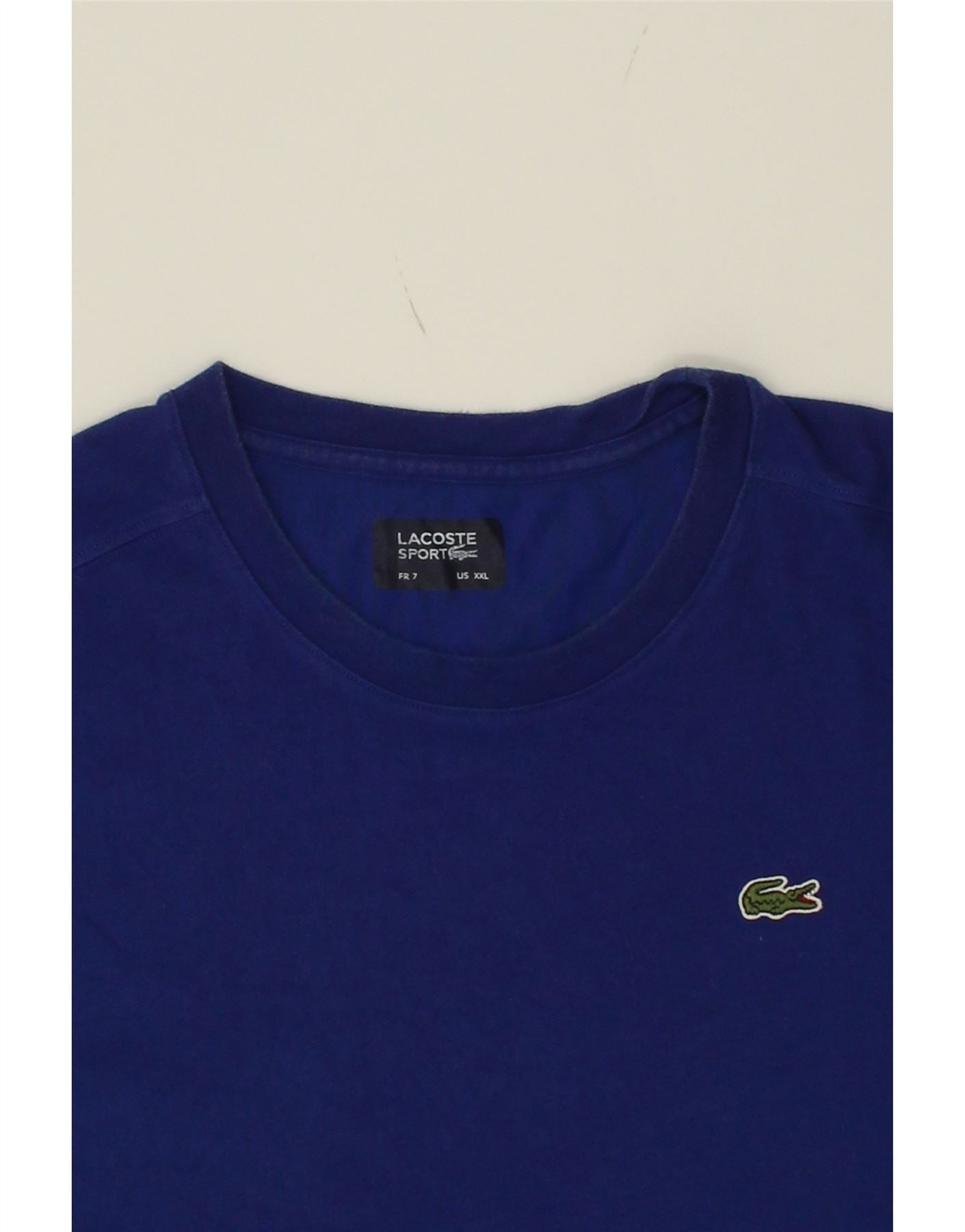 LACOSTE Mens T Shirt Top Size 7 2XL Blue Cotton Vintage Second Hand Clothing Online Messina Hembry