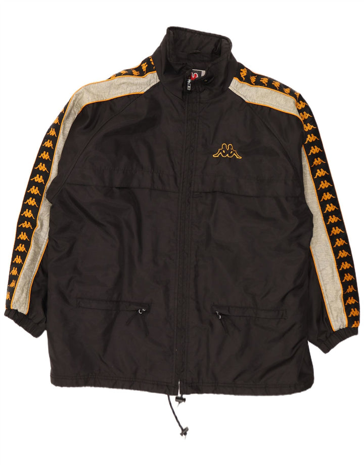 Kappa Mens Graphic Tracksuit Top Jacket XL Black Colourblock Nylon