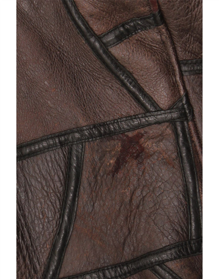 Vintage Womens Shearling Coat UK 18 XL Brown Patchwork