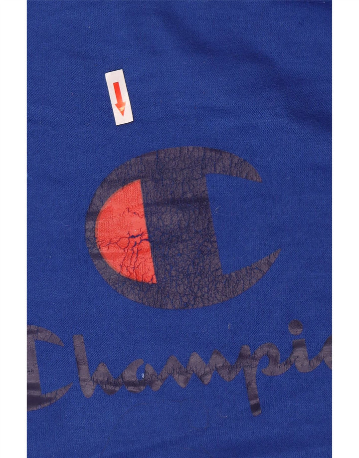 Champion Mens Graphic Hoodie Jumper Medium Blue Polyester