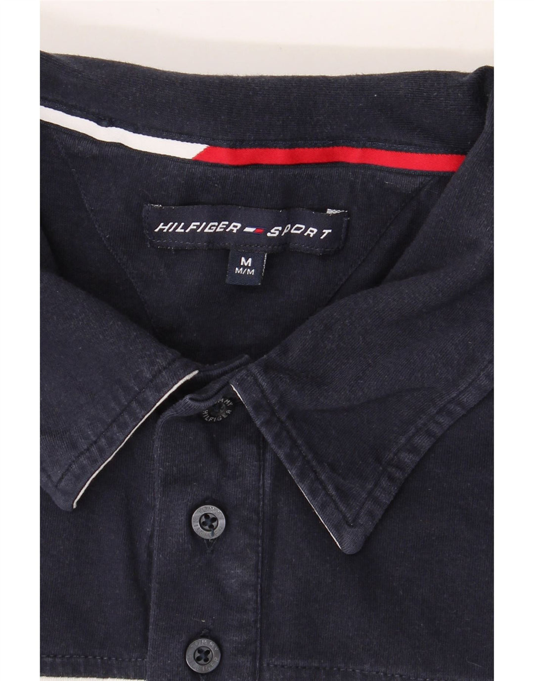 TOMMY HILFIGER Mens Polo Shirt Medium Navy Blue Cotton Vintage Tommy Hilfiger and Second-Hand Tommy Hilfiger from Messina Hembry 