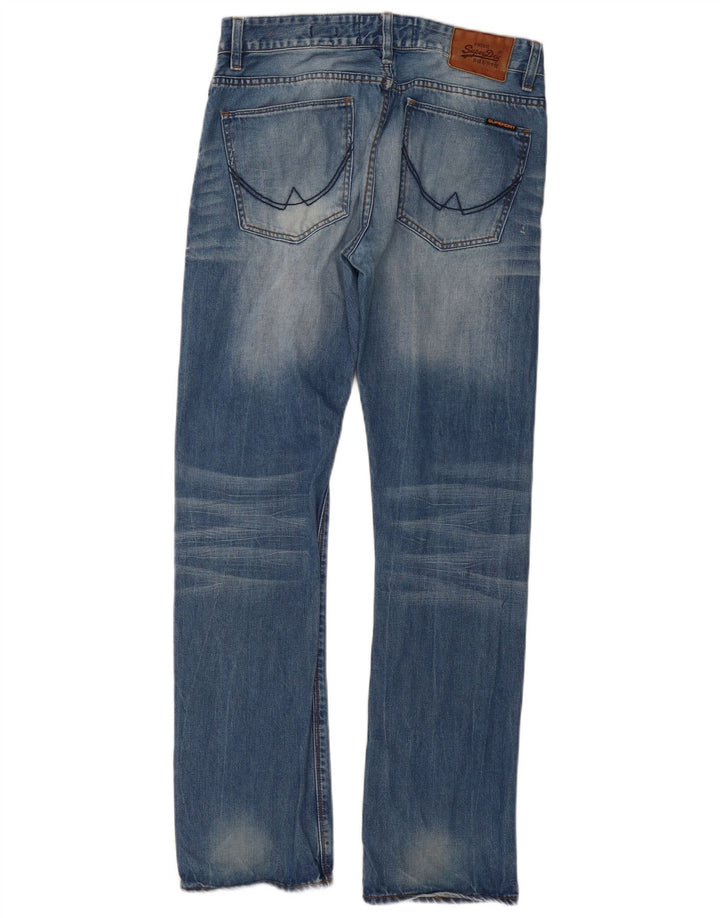 SUPERDRY Womens Officer Straight Jeans W32 L32 Blue Cotton